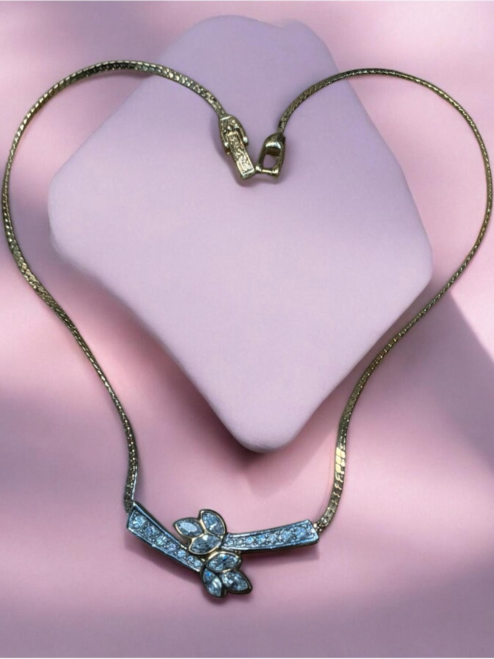 VTG Attwood & Sawyer Signed A&S Swarovski Crystal Necklace 22ct Gold Plated 80’s